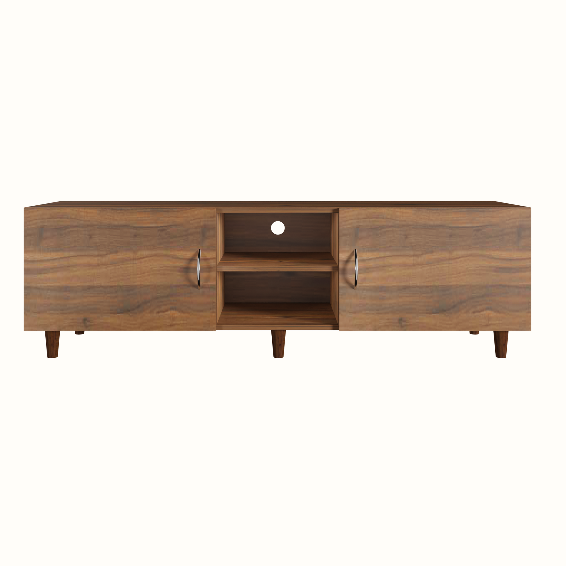 TV Unit | 2 Doors, Open Shelves | Single Color TV & Entertainment Unit VIKI FURNITURE