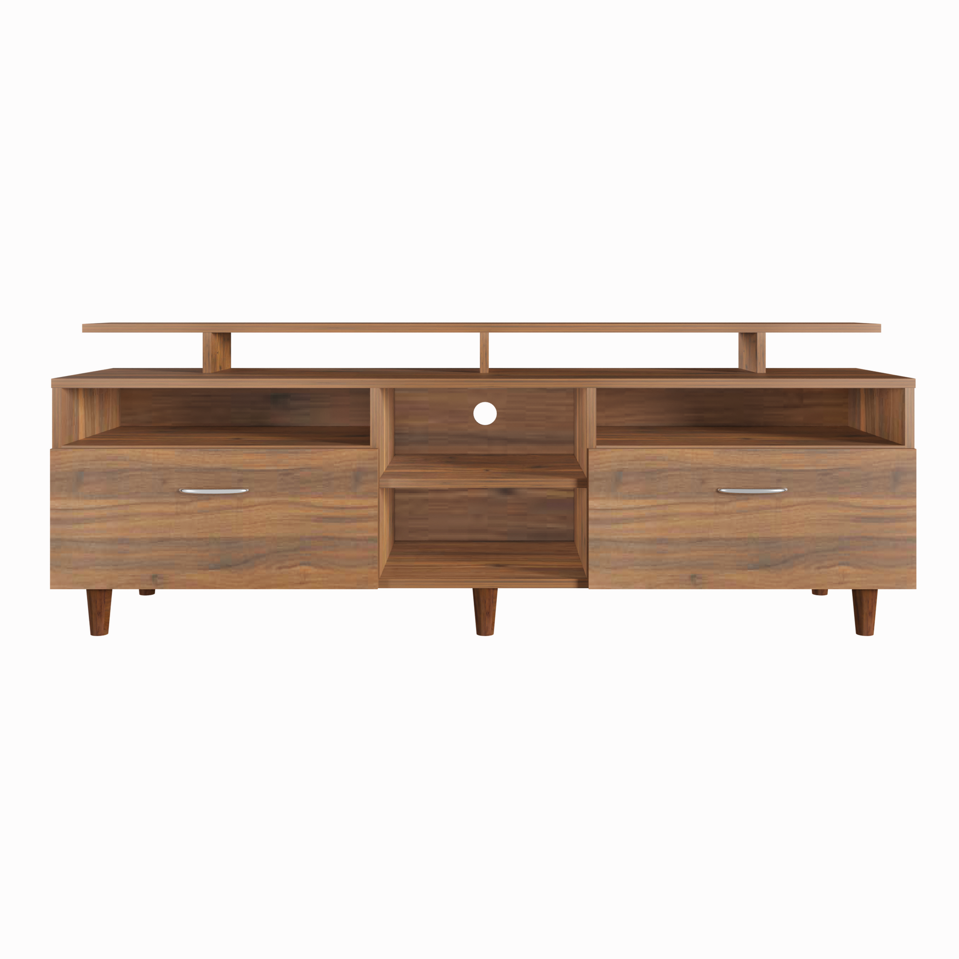 TV Unit | 2 Drawers, Open Shelves & Extension | Single Color TV & Entertainment Unit VIKI FURNITURE