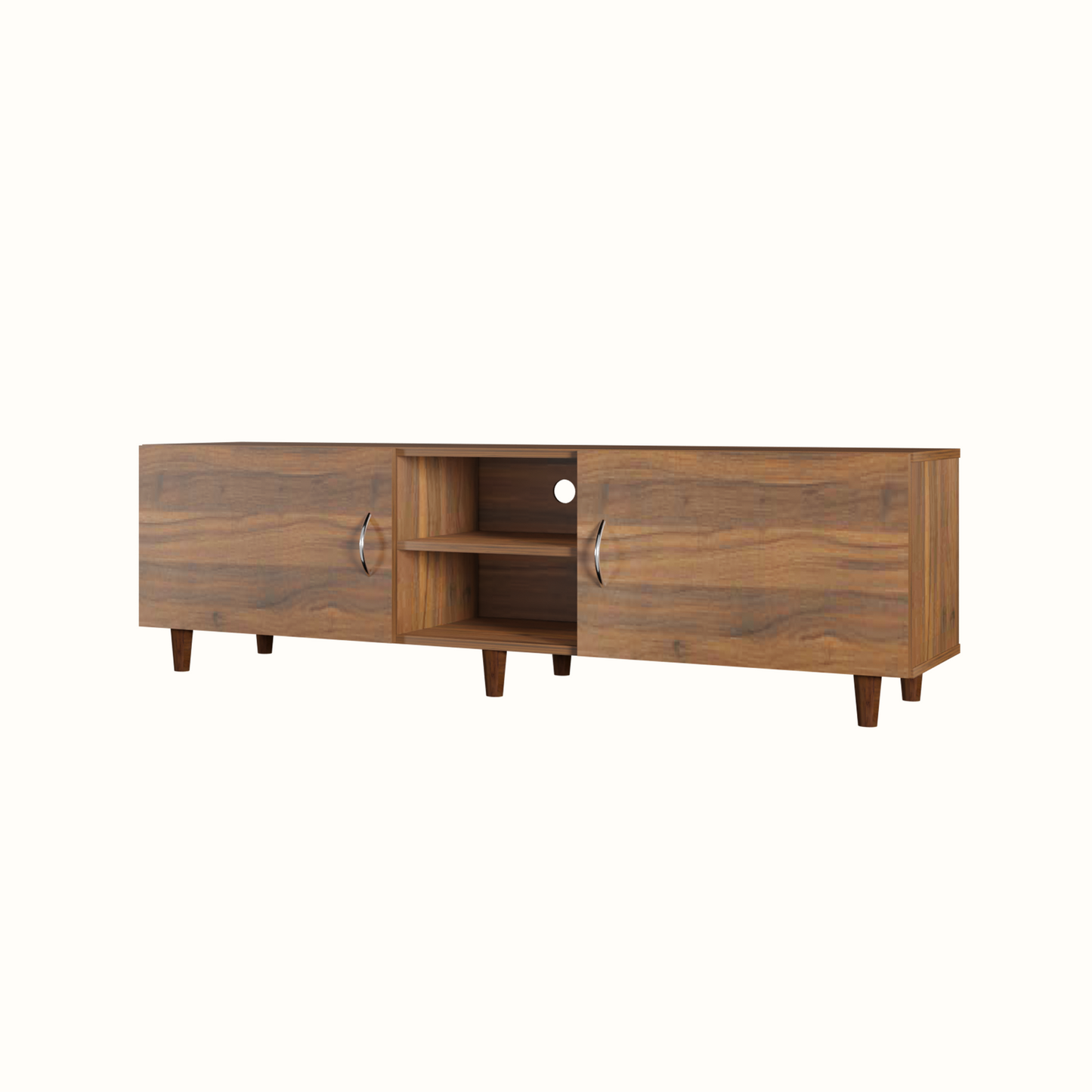 TV Unit | 2 Doors, Open Shelves | Single Color TV & Entertainment Unit VIKI FURNITURE
