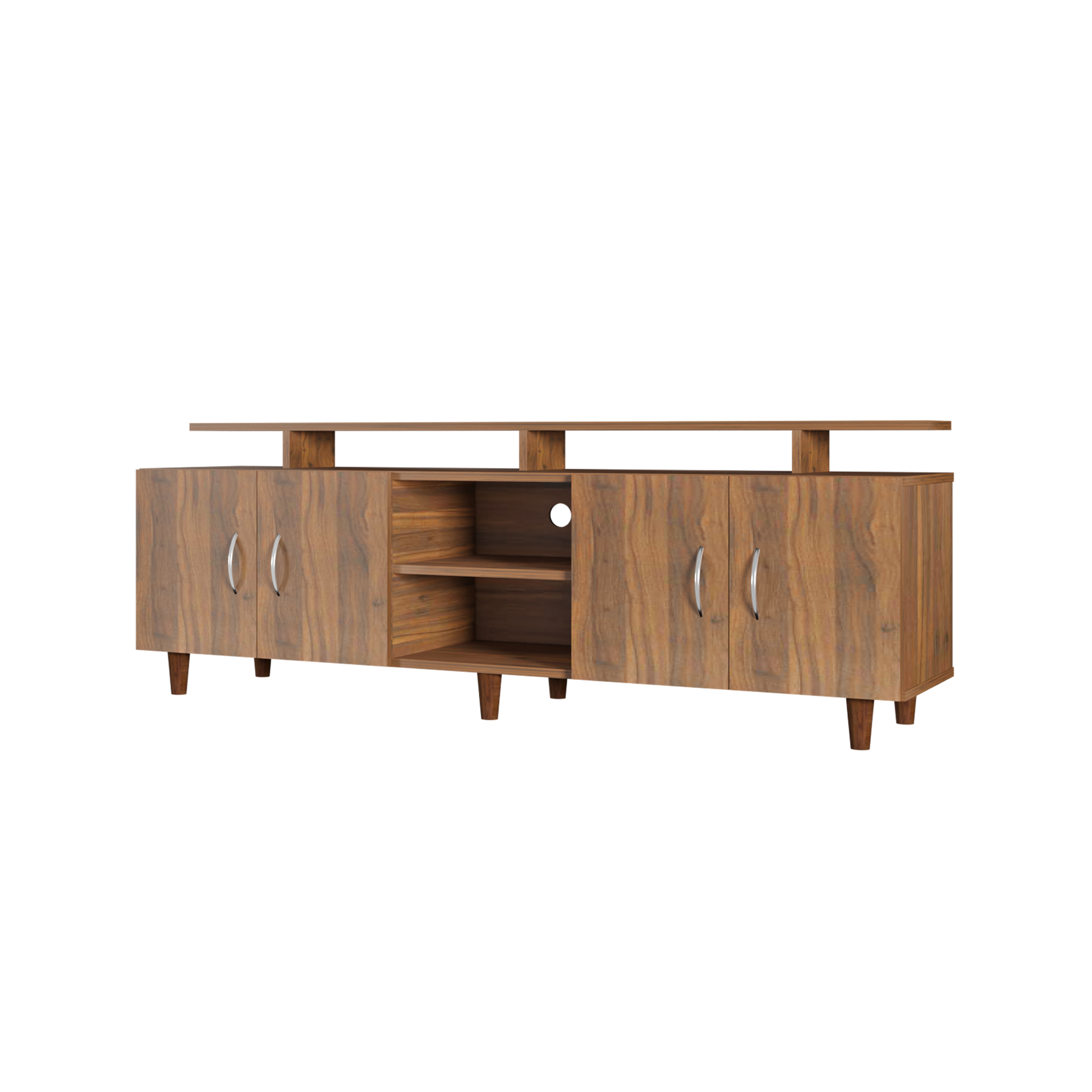 TV unit | 4 Doors, Open Shelves & Extension | Single Color TV & Entertainment Unit VIKI FURNITURE