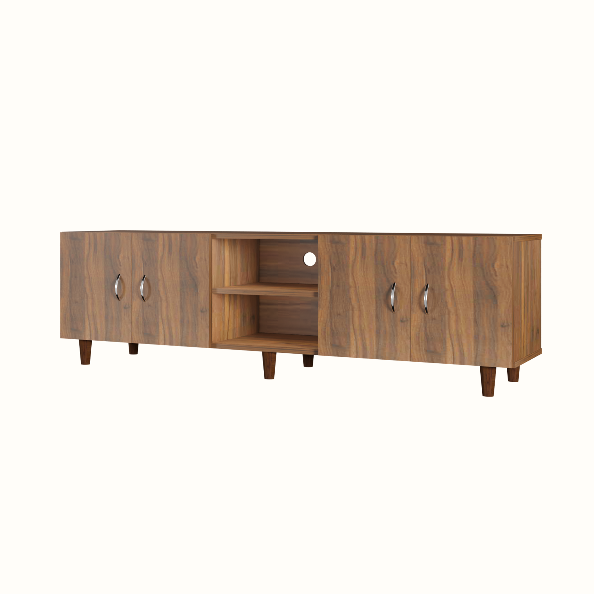 TV unit | 4 Doors, Open Shelves | Single Color TV & Entertainment Unit VIKI FURNITURE