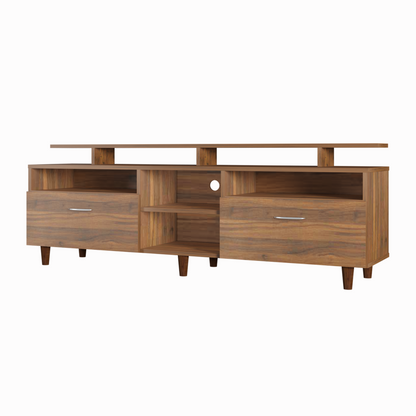 TV Unit | 2 Drawers, Open Shelves & Extension | Single Color TV & Entertainment Unit VIKI FURNITURE