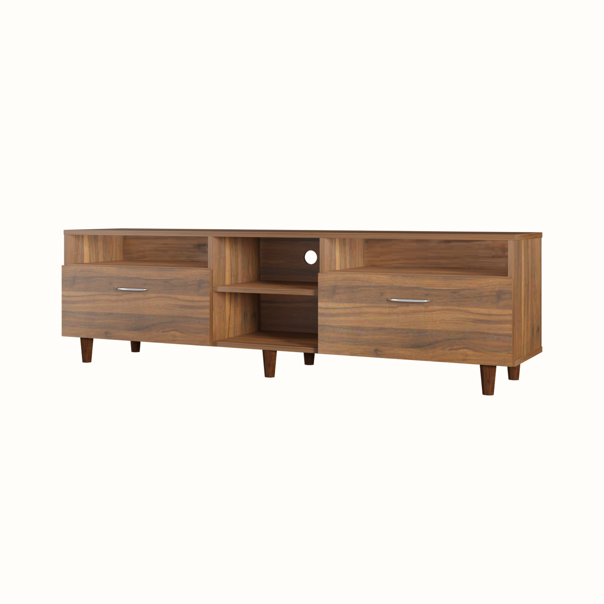 TV Unit | 2 Drawers, Open Shelves | Single Color TV & Entertainment Unit VIKI FURNITURE