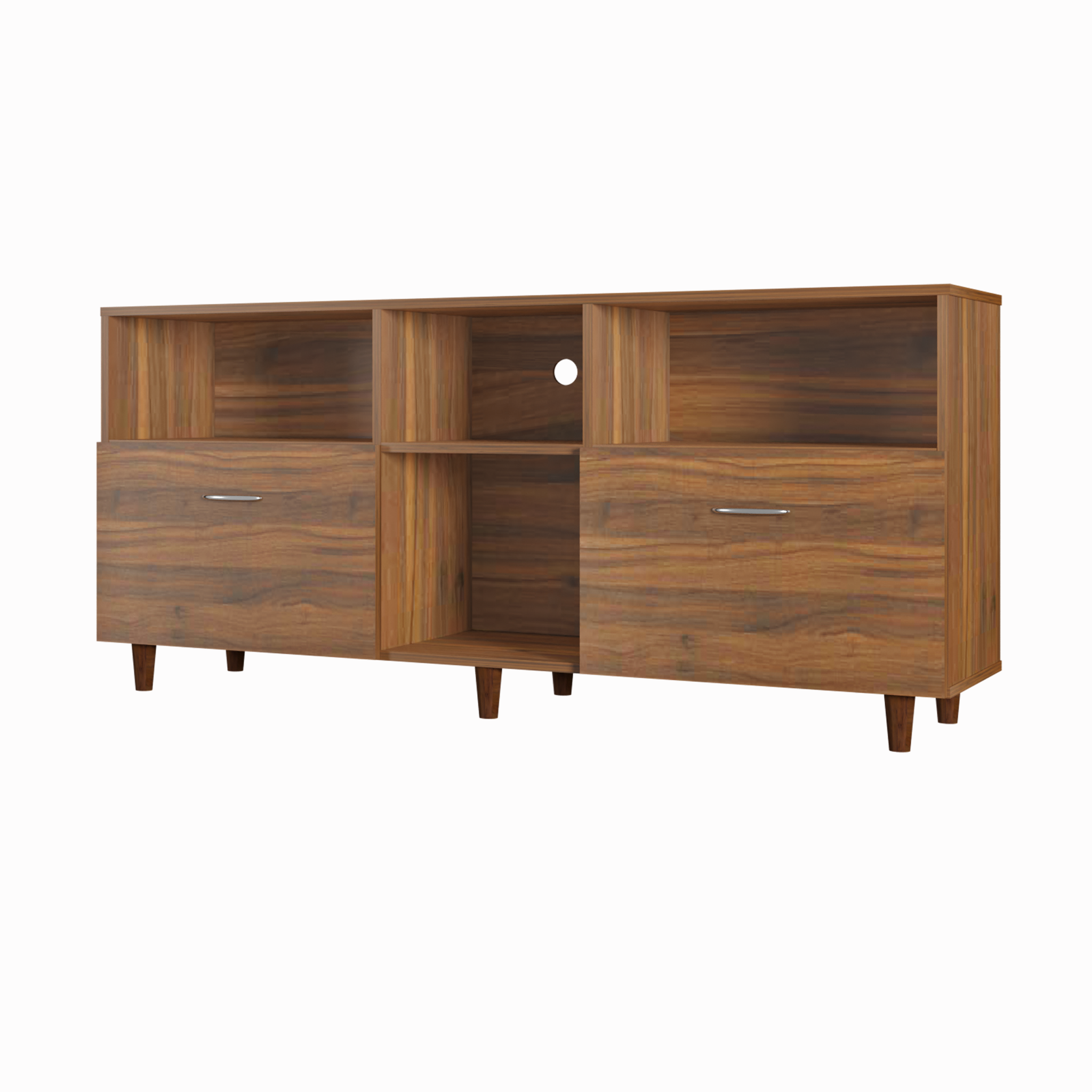 TV unit | 2 Drawers, Shelf & Open Shelves | Single Color TV & Entertainment Unit VIKI FURNITURE