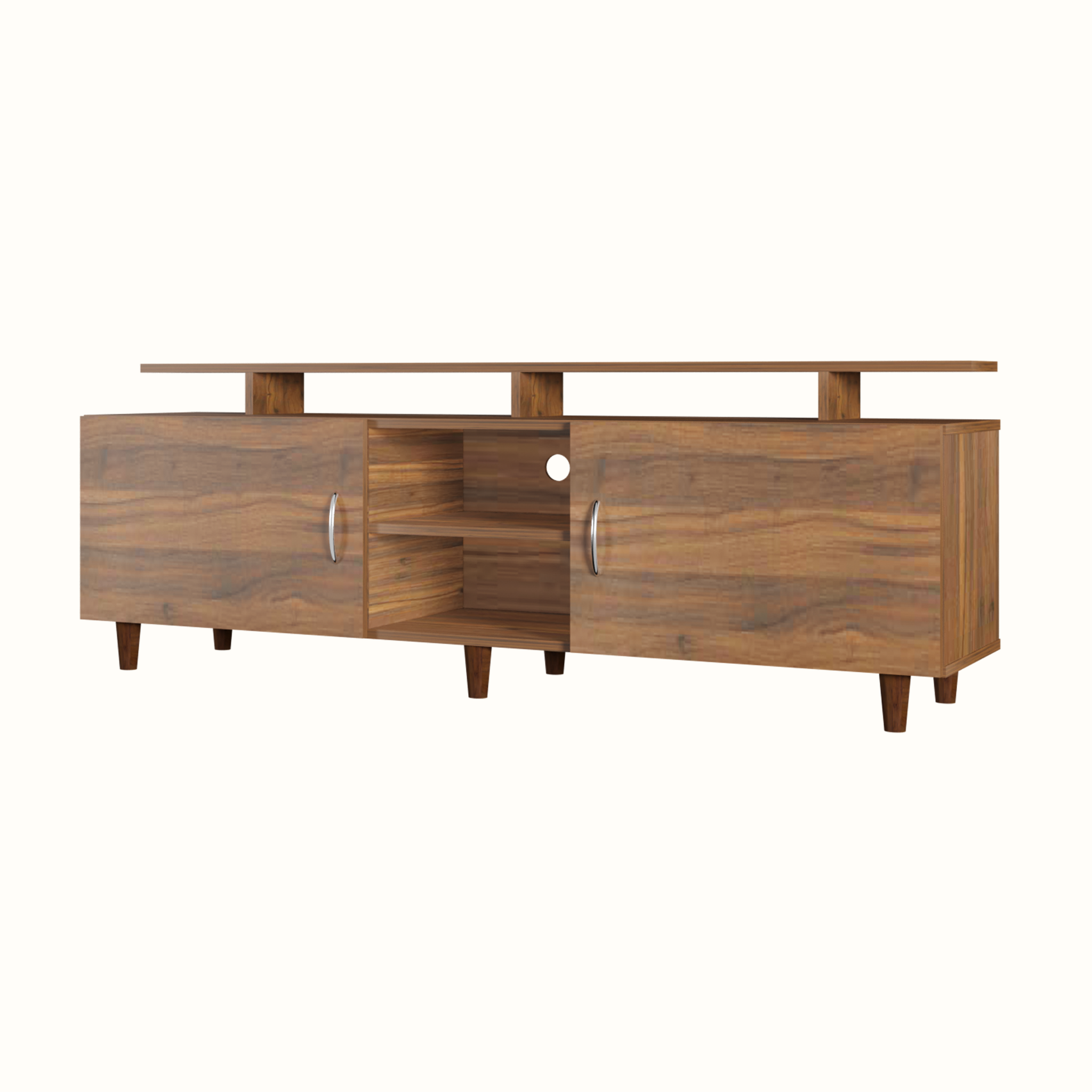 TV unit | 2 Doors, Open Shelves & Extension | Single Color TV & Entertainment Unit VIKI FURNITURE