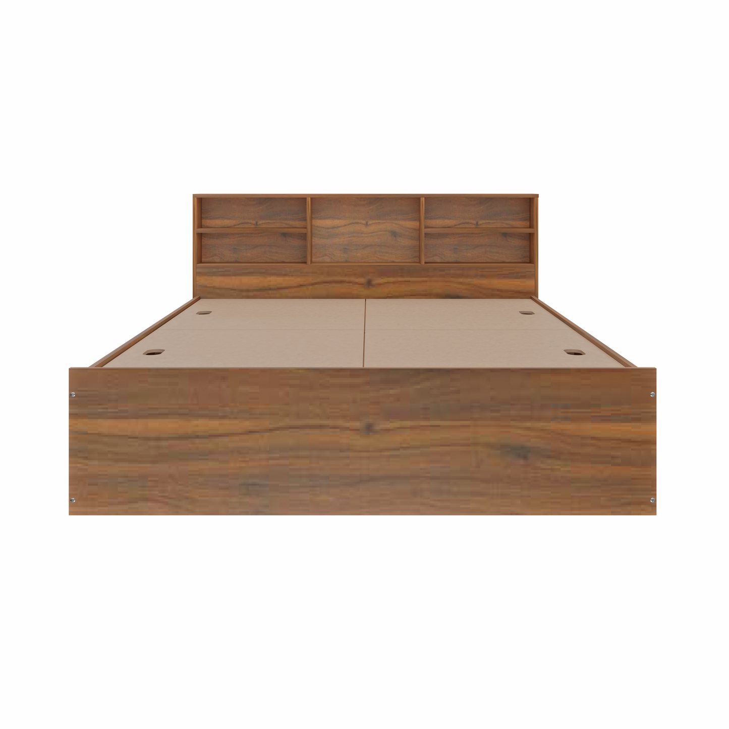 VIKI | Head Shelf Engineered Wood Bed with Storage, Bedroom Bed Bedroom Furniture Sets VIKI FURNITURE Walnut Queen