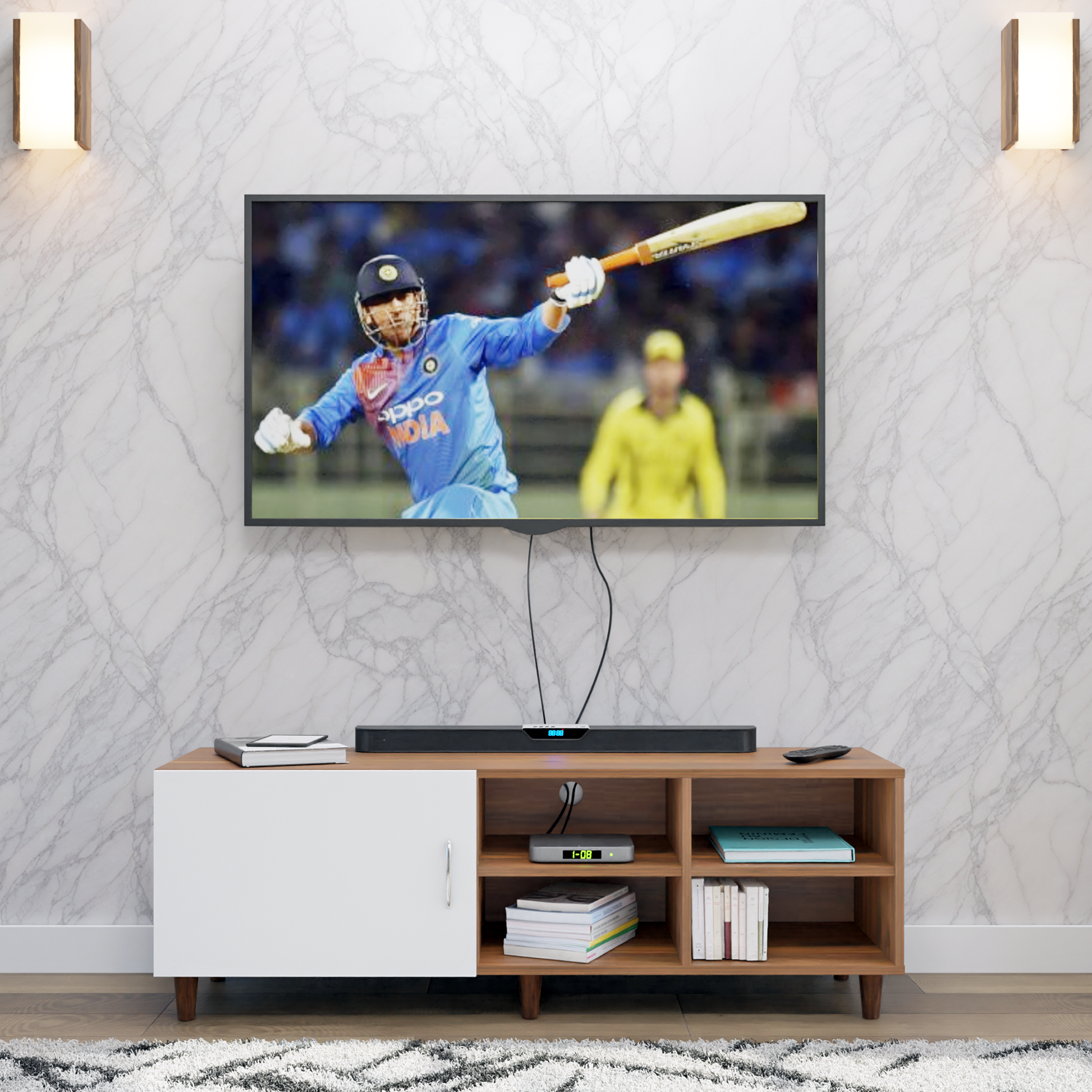 TV Unit | 1 Door, Open Shelves | Dual Color TV & Entertainment Unit VIKI FURNITURE