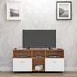 TV unit | 2 Drawers, Shelf & Open Shelves | Dual Color TV & Entertainment Unit VIKI FURNITURE Brussel Walnut with Frosty White