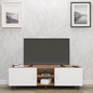 TV Unit | 2 Doors, Open Shelves | Dual Color TV & Entertainment Unit VIKI FURNITURE Brussel Walnut with Frosty White