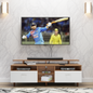 TV Unit | 2 Drawers, Open Shelves & Extension | Dual Color TV & Entertainment Unit VIKI FURNITURE Brussel Walnut with Frosty White
