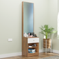 Dressing Table with Mirror Door | Drawer & Open Shelves Dressing Table VIKI FURNITURE Brussel Walnut & Frosty White