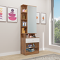 Dressing Table with Mirror Door | Door | Drawer & Open Shelves Dressing Table VIKI FURNITURE Brussel Walnut & Frosty White