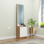 Dressing Table with Mirror Door | Shelves Dressing Table VIKI FURNITURE Brussel Walnut & Frosty White