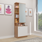 Dressing Table with Mirror Door | Drawer & Open Shelves Dressing Table VIKI FURNITURE Brussel Walnut & Frosty White