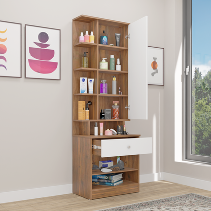 Dressing Table with Mirror Door | Door | Drawer & Open Shelves Dressing Table VIKI FURNITURE