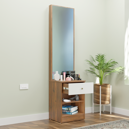 Dressing Table with Mirror Door | Drawer & Open Shelves Dressing Table VIKI FURNITURE