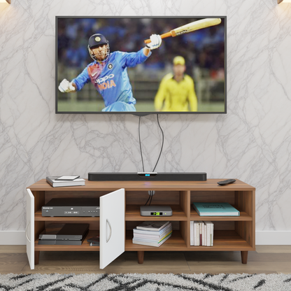 TV Unit | 2 Door, Open Shelves | Dual Color TV & Entertainment Unit VIKI FURNITURE