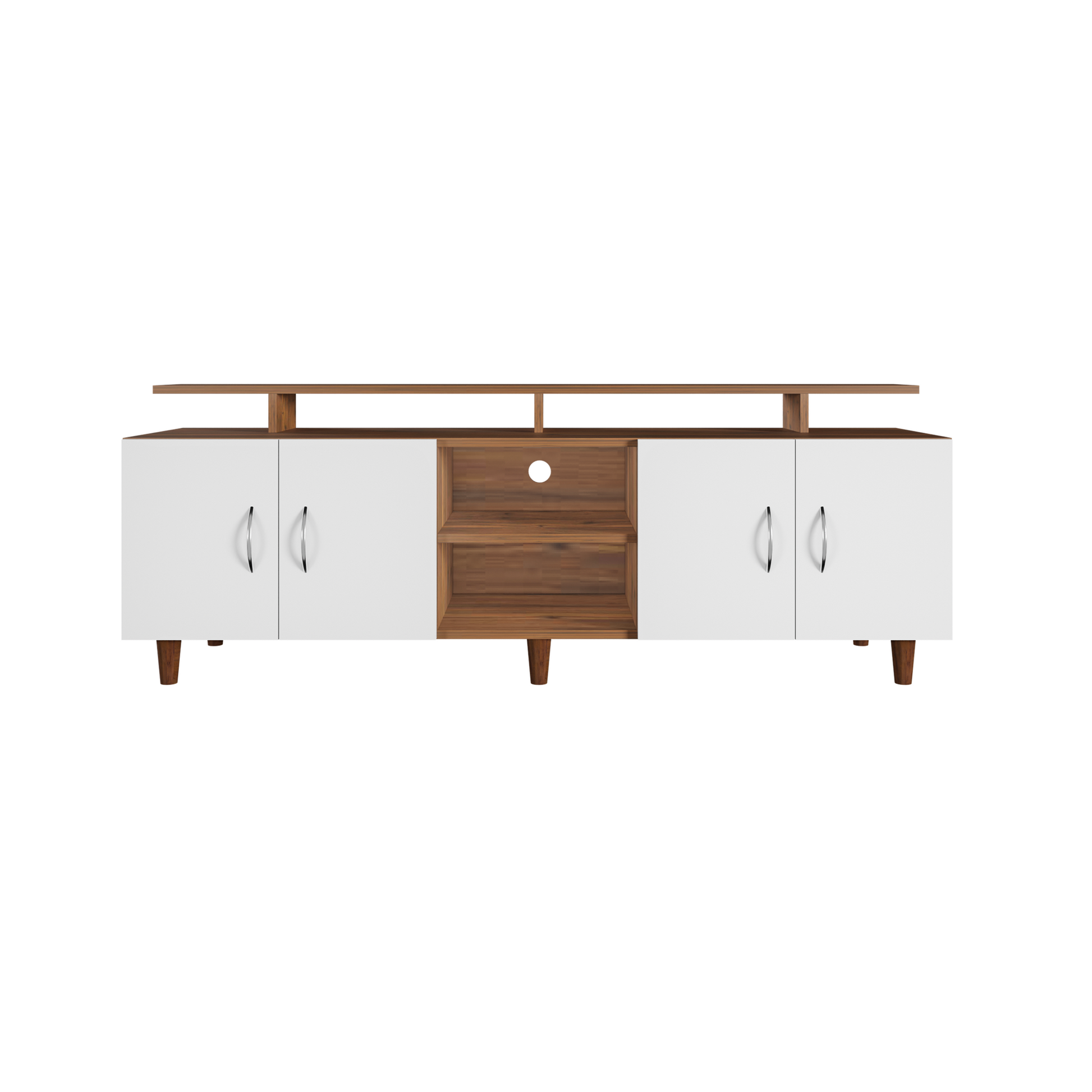 TV unit | 4 Doors, Open Shelves & Extension | Dual Color TV & Entertainment Unit VIKI FURNITURE