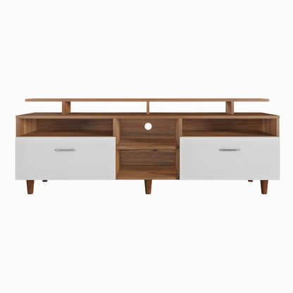 TV Unit | 2 Drawers, Open Shelves & Extension | Dual Color TV & Entertainment Unit VIKI FURNITURE
