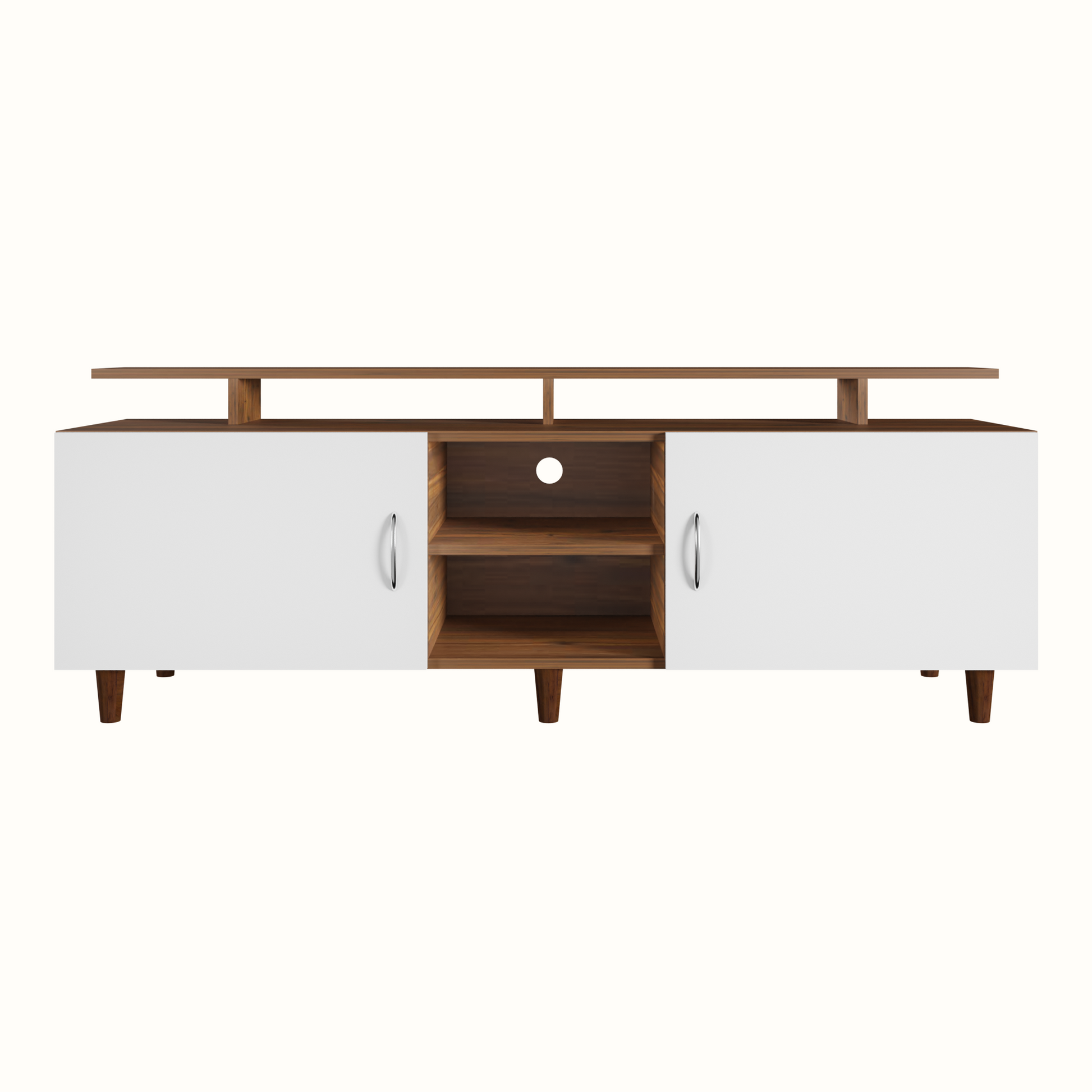 TV unit | 2 Doors, Open Shelves & Extension | Dual Color TV & Entertainment Unit VIKI FURNITURE