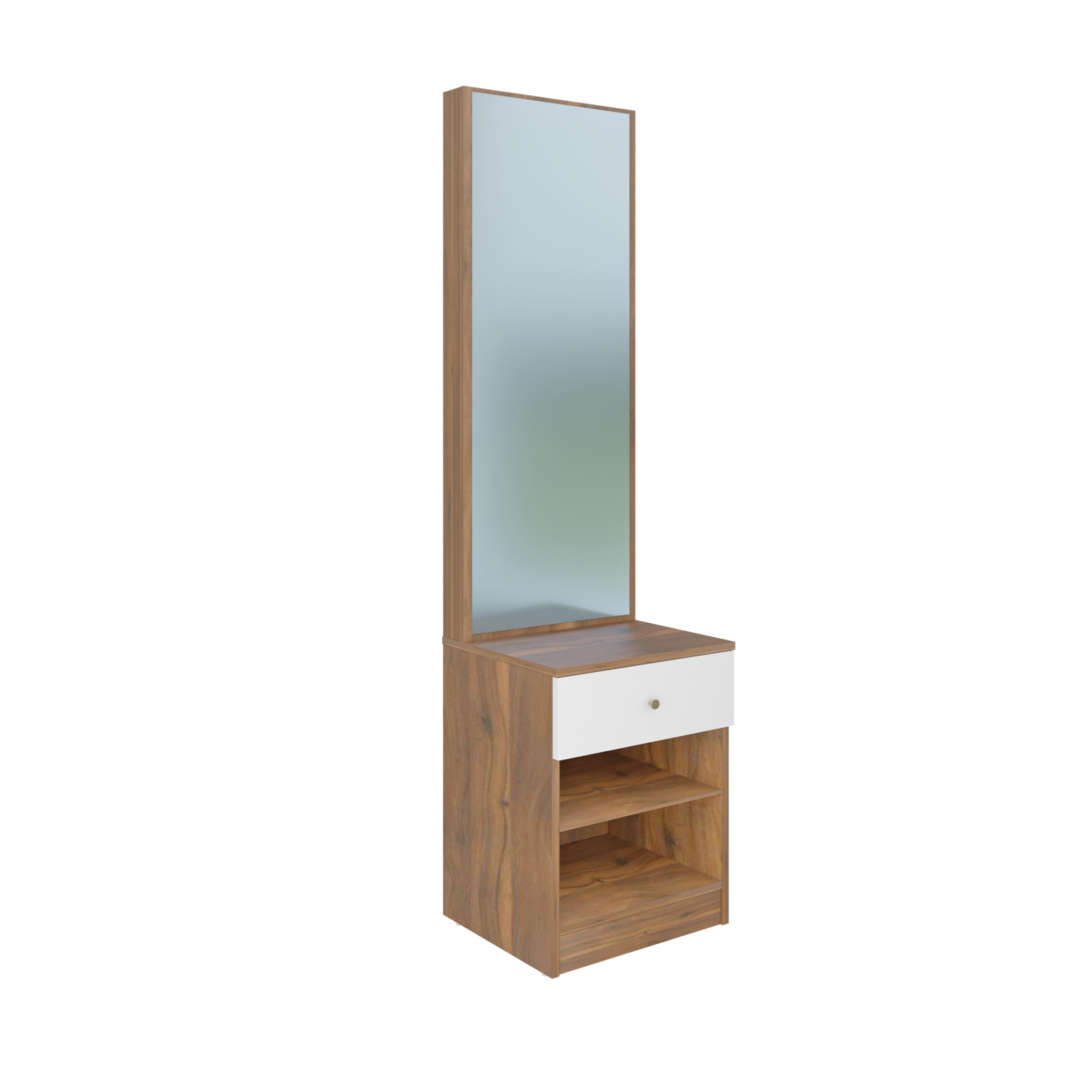Dressing Table with Mirror Door | Drawer & Open Shelves Dressing Table VIKI FURNITURE