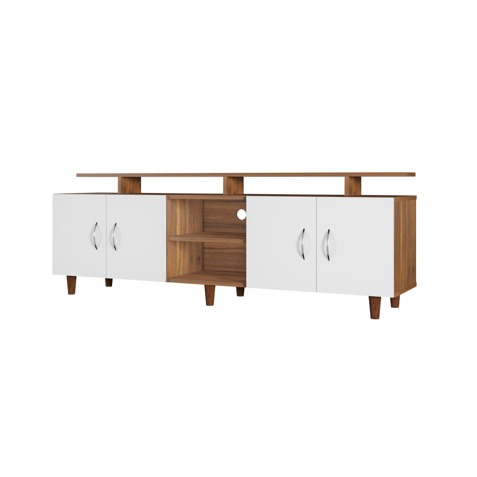 TV unit | 4 Doors, Open Shelves & Extension | Dual Color TV & Entertainment Unit VIKI FURNITURE