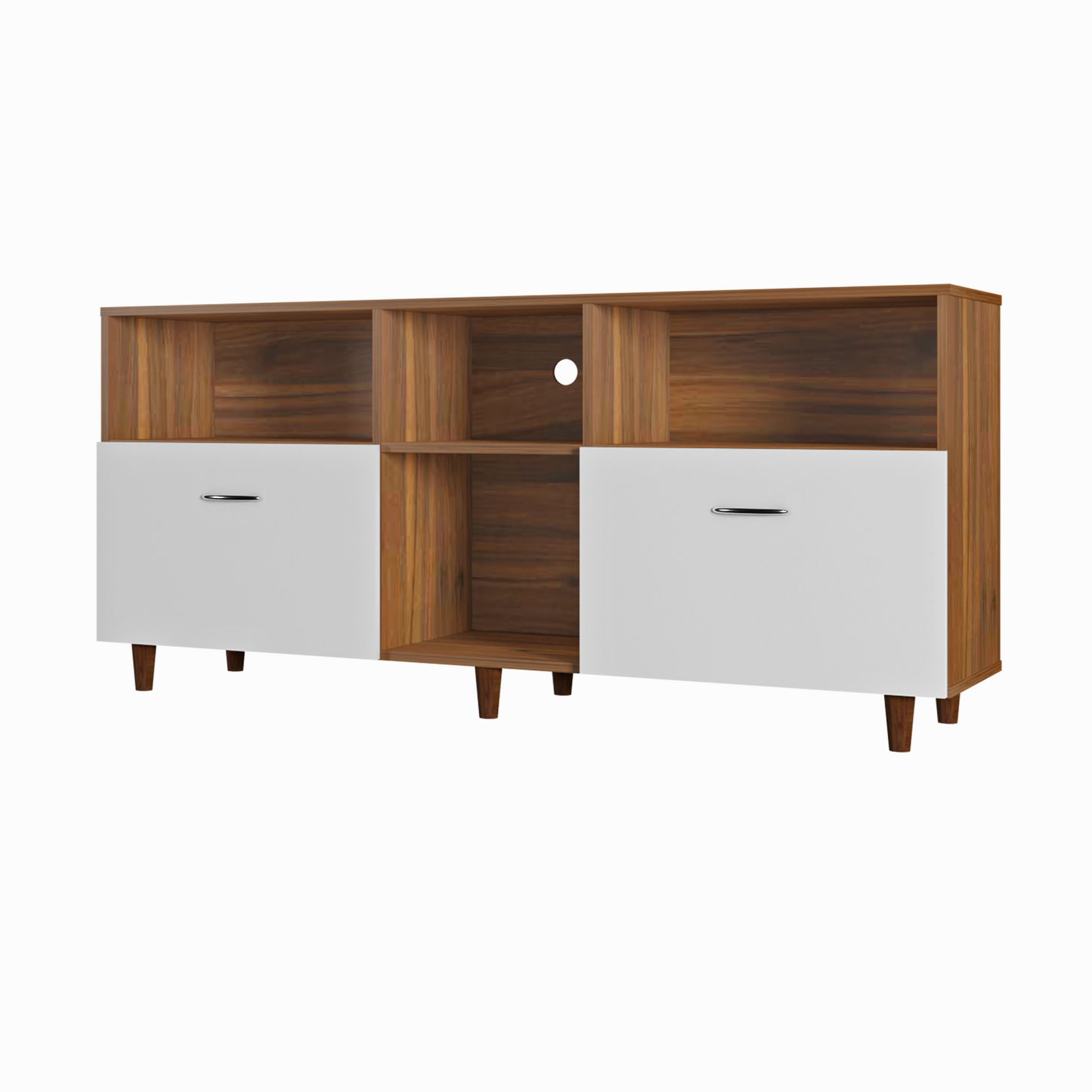 TV unit | 2 Drawers, Shelf & Open Shelves | Dual Color TV & Entertainment Unit VIKI FURNITURE