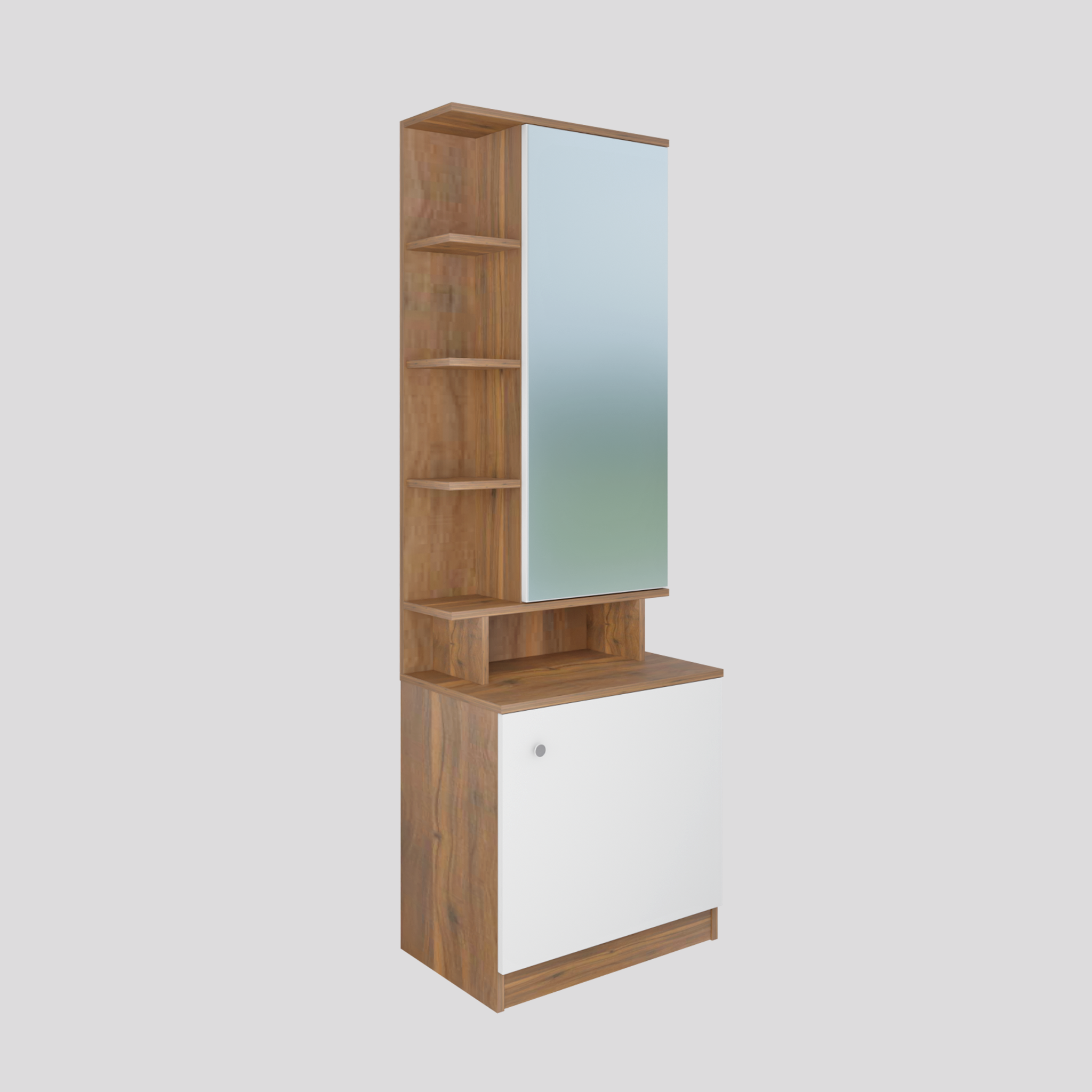 Dressing Table with Mirror Door | Drawer & Open Shelves Dressing Table VIKI FURNITURE