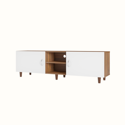TV Unit | 2 Doors, Open Shelves | Dual Color TV & Entertainment Unit VIKI FURNITURE