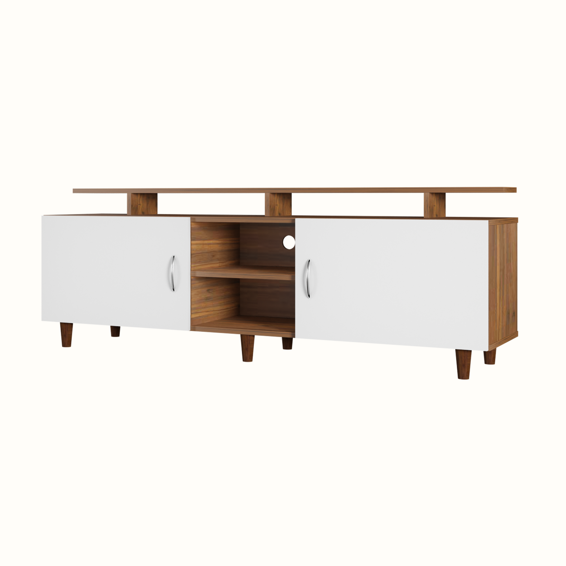 TV unit | 2 Doors, Open Shelves & Extension | Dual Color TV & Entertainment Unit VIKI FURNITURE