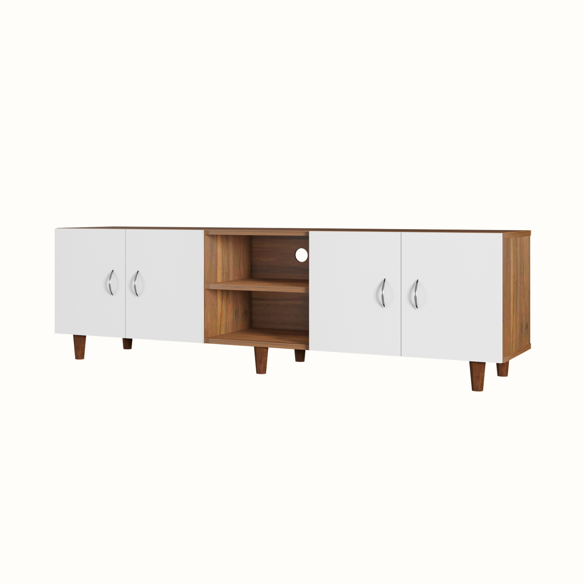 TV unit | 4 Doors, Open Shelves | Dual Color TV & Entertainment Unit VIKI FURNITURE