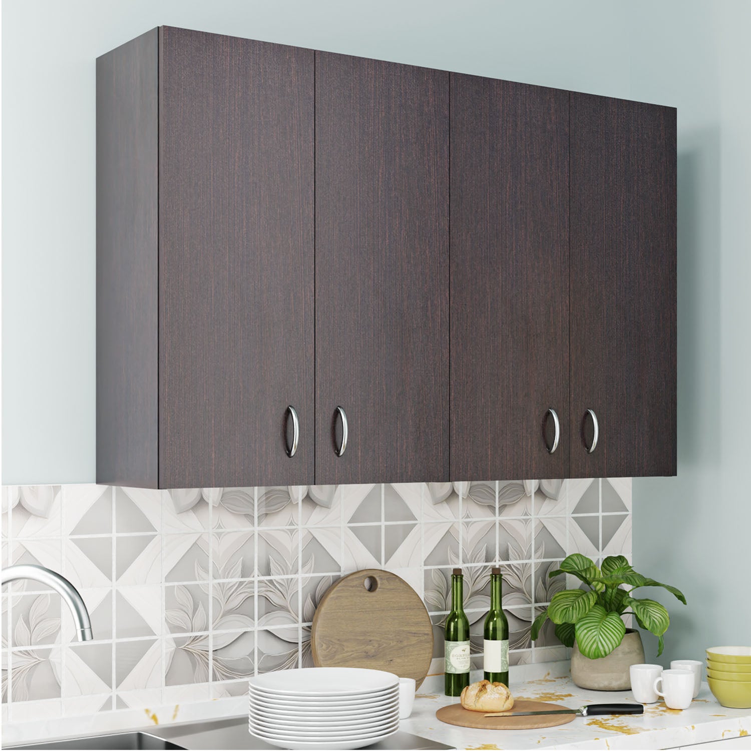 Traksha | Modular Kitchen | Wall Cabinet - 4 Doors kitchen cabinet VIKI FURNITURE Wenge
