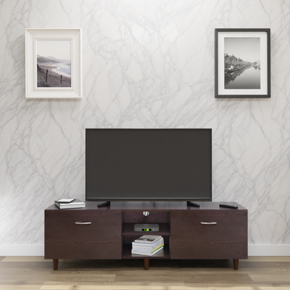 TV Unit | Drawers, Open Shelf | Single Color TV & Entertainment Unit VIKI FURNITURE Dark Wenge