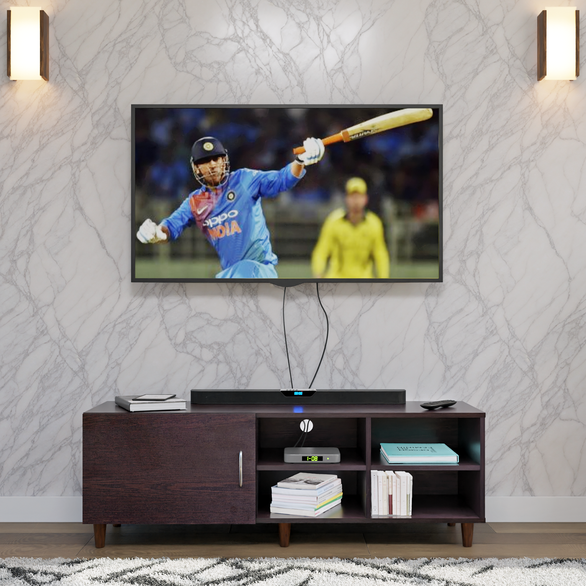 TV Unit | 1 Door, Open Shelves | Single Color TV & Entertainment Unit VIKI FURNITURE