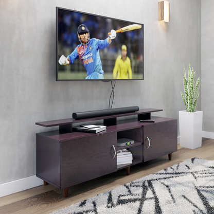 TV unit | 2 Doors, Open Shelves & Extension | Single Color TV & Entertainment Unit VIKI FURNITURE