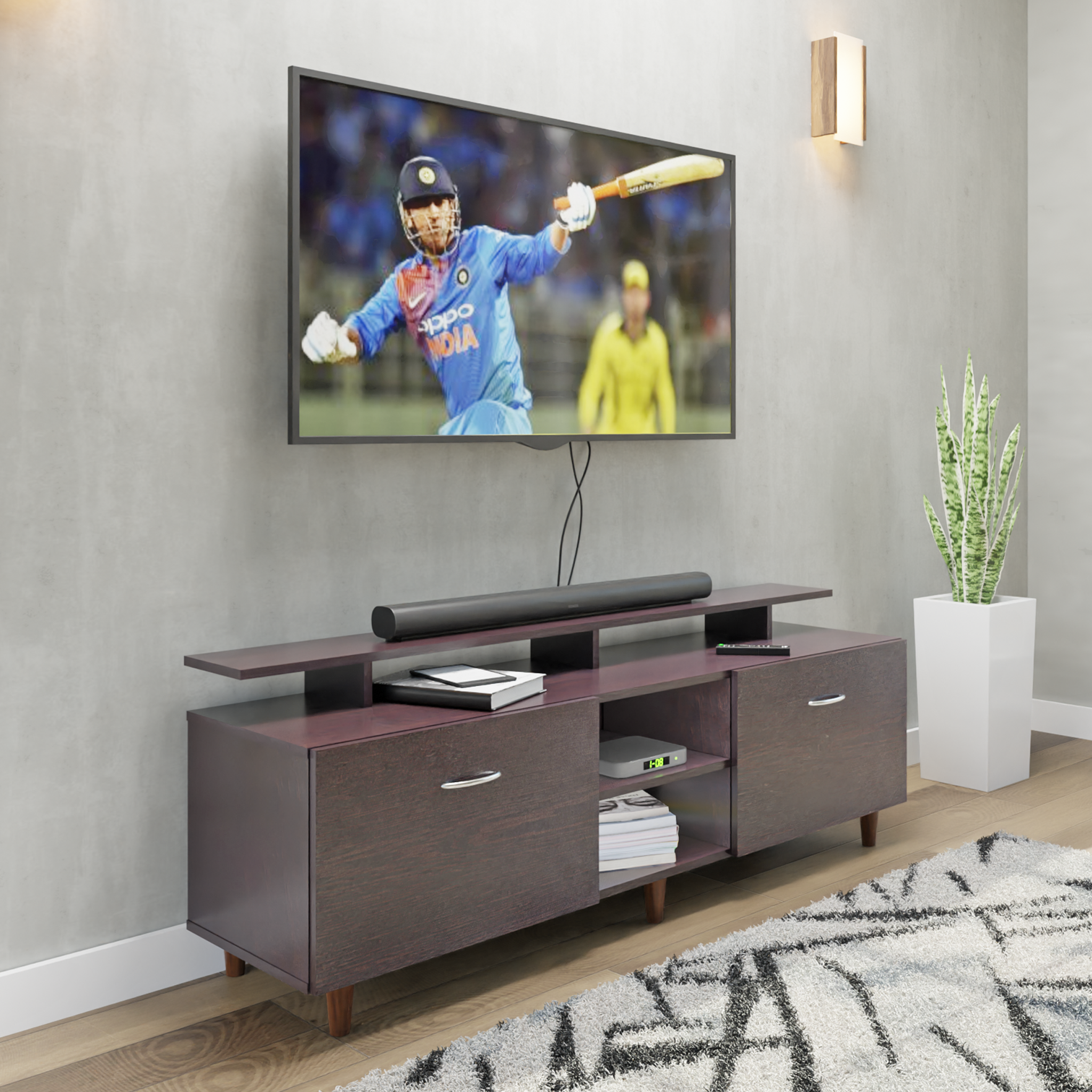 TV Unit | Drawers, Open Shelf & Extension | Single Color TV & Entertainment Unit VIKI FURNITURE Wenge