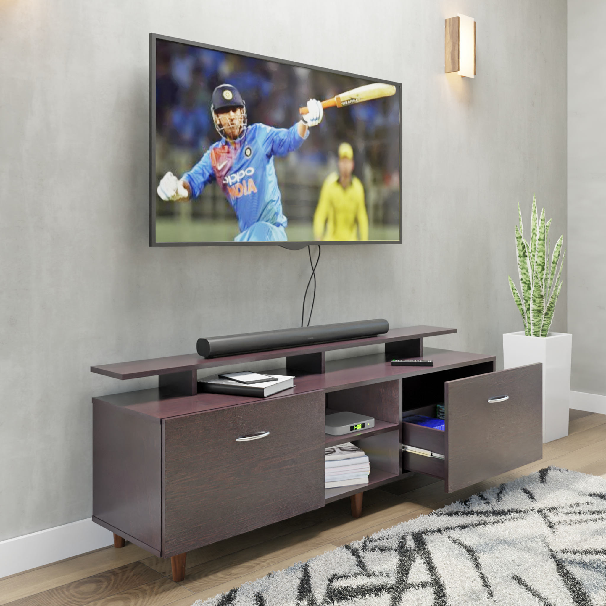 TV Unit | Drawers, Open Shelf & Extension | Single Color TV & Entertainment Unit VIKI FURNITURE