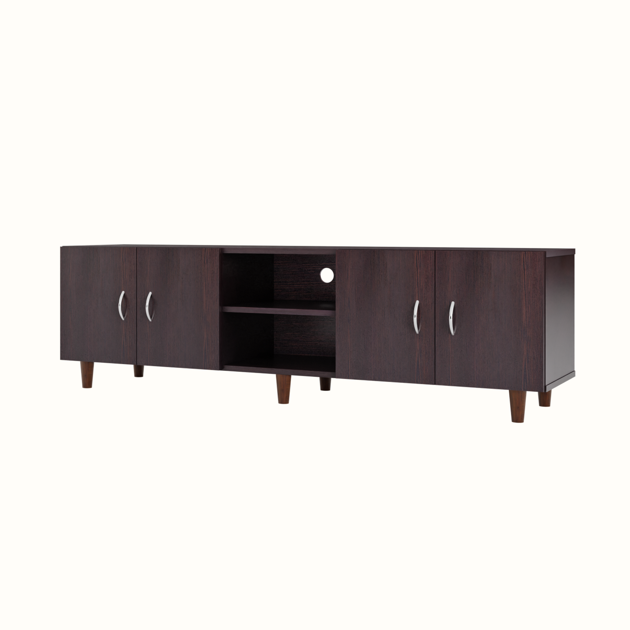 TV unit | 4 Doors, Open Shelves | Single Color TV & Entertainment Unit VIKI FURNITURE