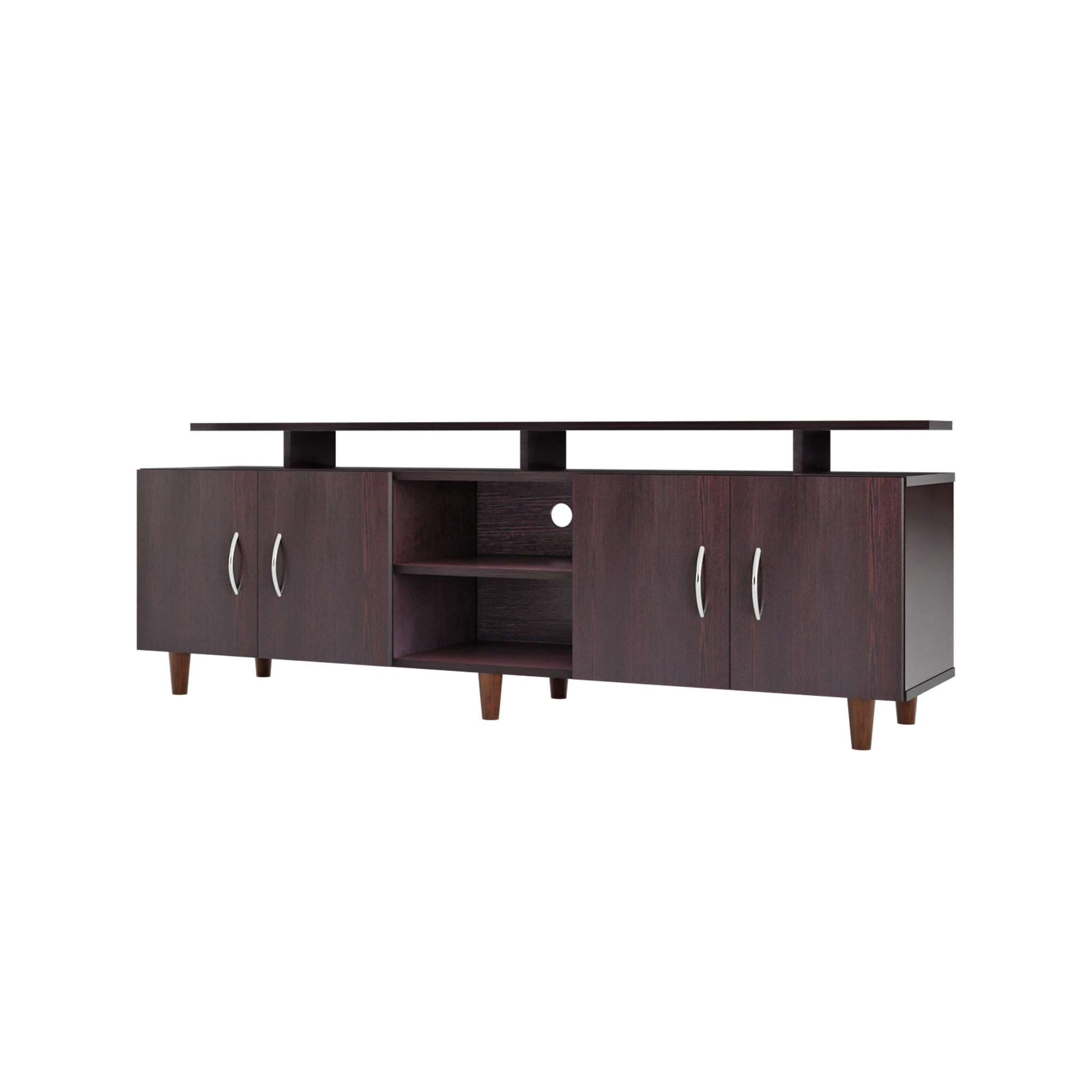 TV unit | 4 Doors, Open Shelves & Extension | Single Color TV & Entertainment Unit VIKI FURNITURE