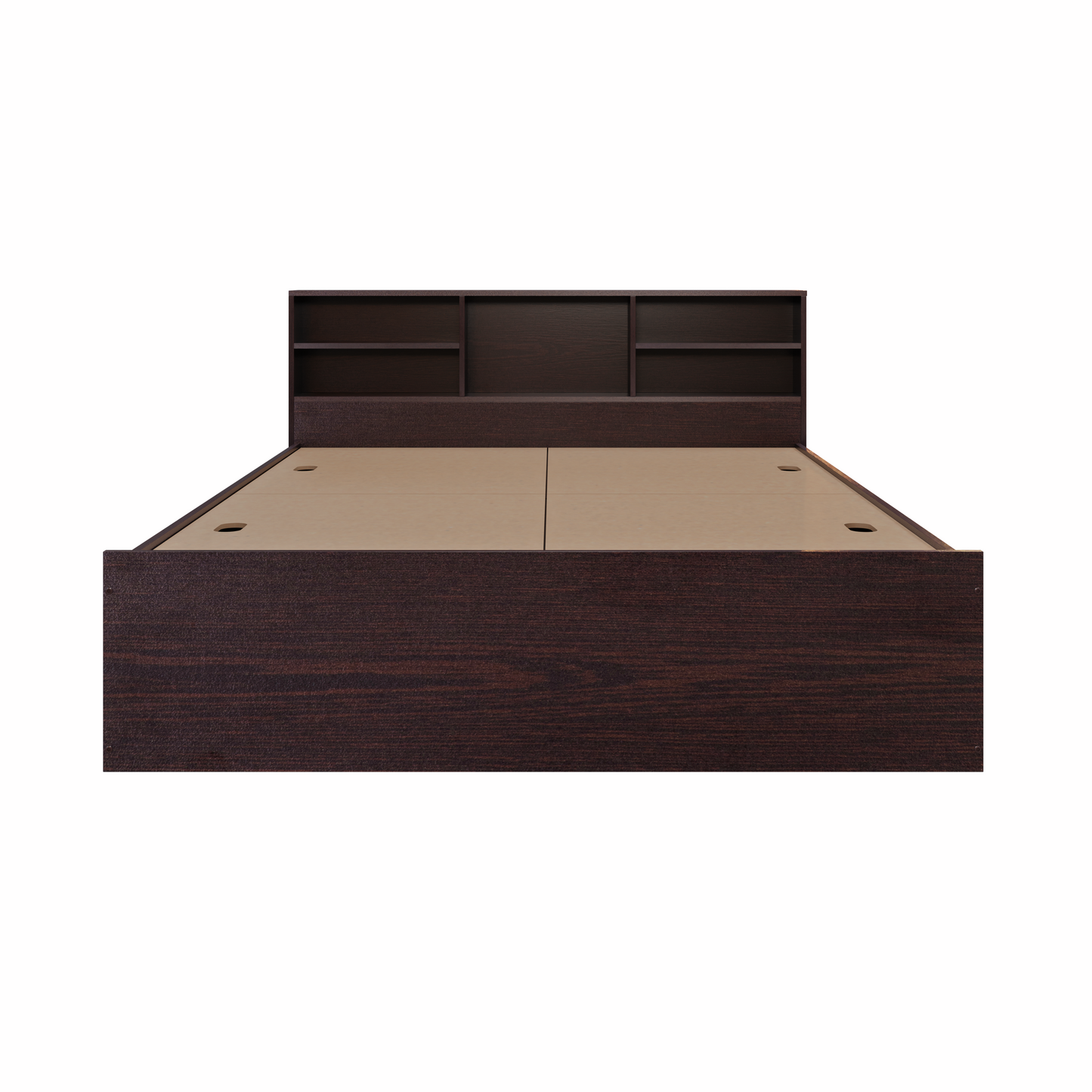 VIKI | Head Shelf Engineered Wood Bed with Storage, Bedroom Bed Bedroom Furniture Sets VIKI FURNITURE Wenge Queen