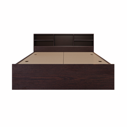VIKI | Head Shelf Engineered Wood Bed with Storage, Bedroom Bed Bedroom Furniture Sets VIKI FURNITURE Wenge Queen