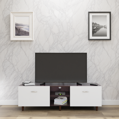 TV Unit | Drawers, Open Shelf | Dual Color TV & Entertainment Unit VIKI FURNITURE Dark Wenge with Frosty White