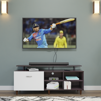 TV Unit | 1 Drawer, Open Shelves & Extension | Dual Color TV & Entertainment Unit VIKI FURNITURE