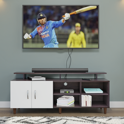 TV Unit | 2 Door, Open Shelves & Extension | Dual Color TV & Entertainment Unit VIKI FURNITURE