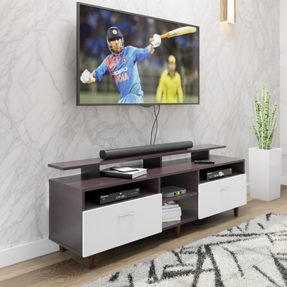 TV Unit | 2 Drawers, Open Shelves & Extension | Dual Color TV & Entertainment Unit VIKI FURNITURE