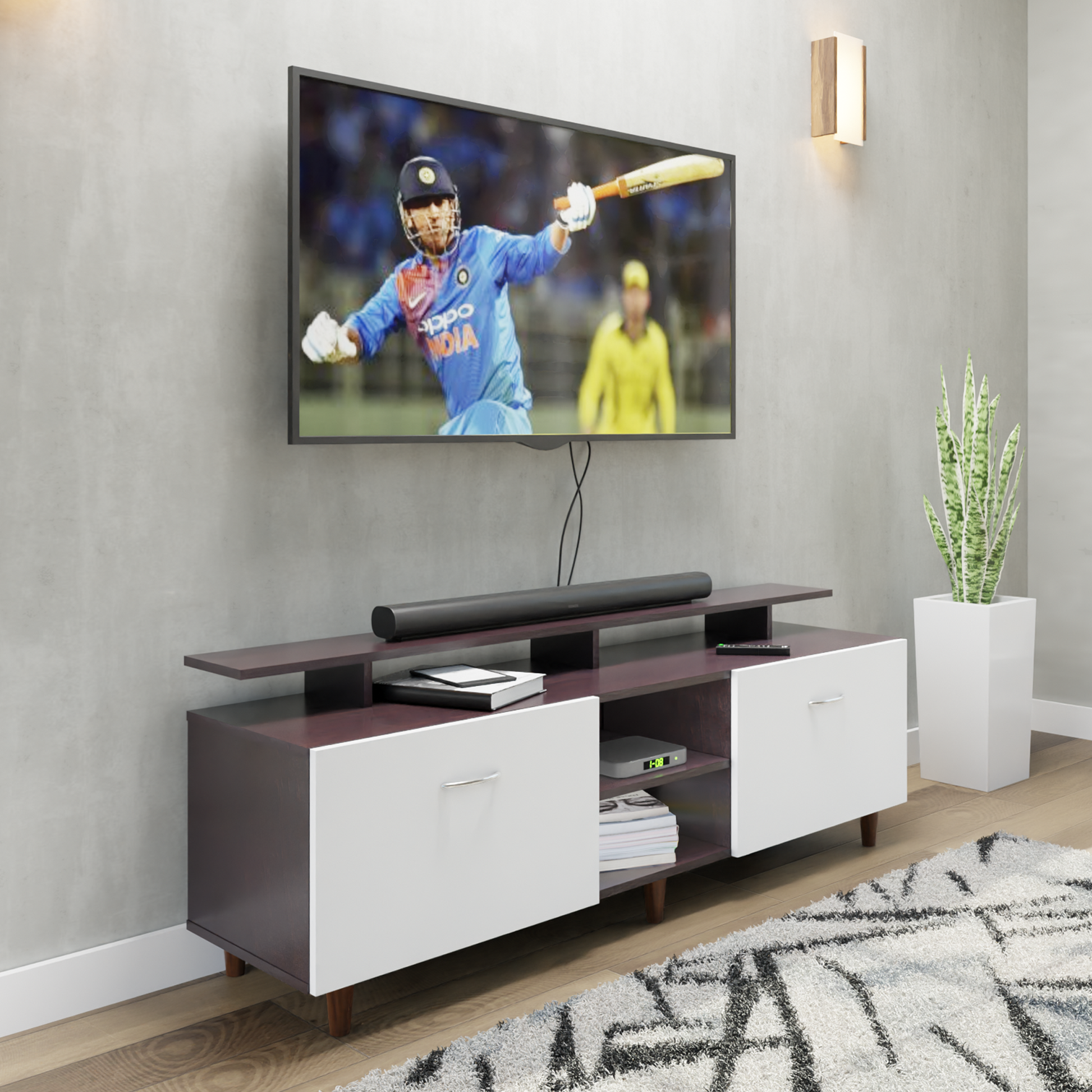 TV Unit | Drawers, Open Shelf & Extension | Dual Color TV & Entertainment Unit VIKI FURNITURE