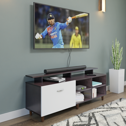 TV Unit | 1 Door, Open Shelves & Extension | Dual Color TV & Entertainment Unit VIKI FURNITURE