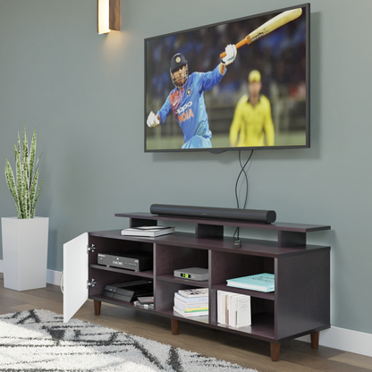 TV Unit | 1 Door, Open Shelves & Extension | Dual Color TV & Entertainment Unit VIKI FURNITURE