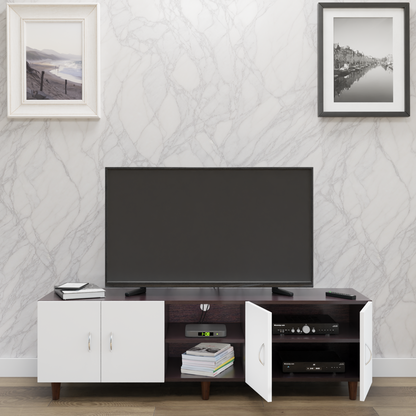 TV unit | 4 Doors, Open Shelves | Dual Color TV & Entertainment Unit VIKI FURNITURE