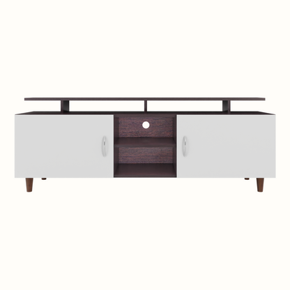 TV unit | 2 Doors, Open Shelves & Extension | Dual Color TV & Entertainment Unit VIKI FURNITURE
